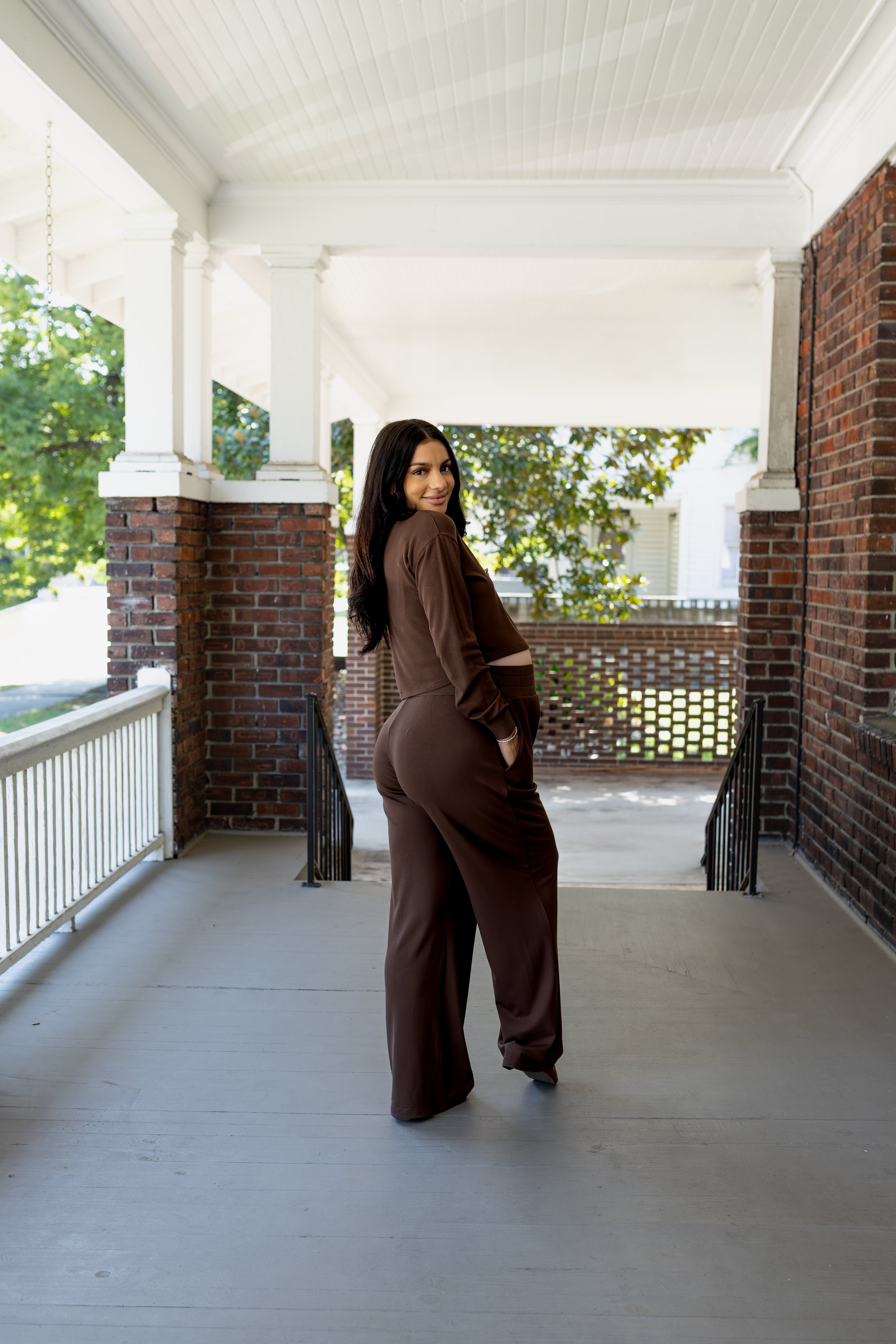 Bump Bliss Wide Leg Set - Brown