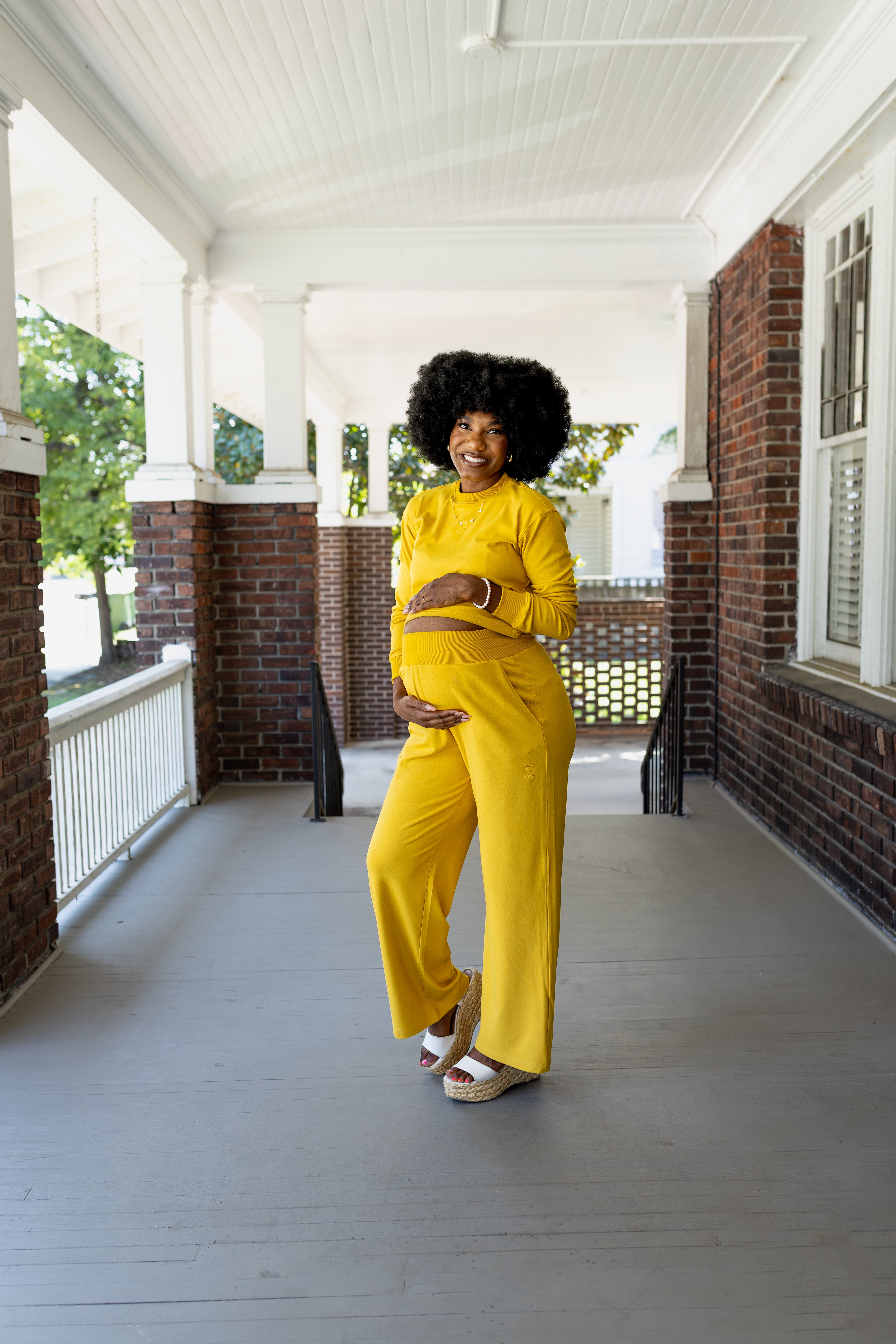 Bump Bliss Wide Leg Set - Mustard Yellow