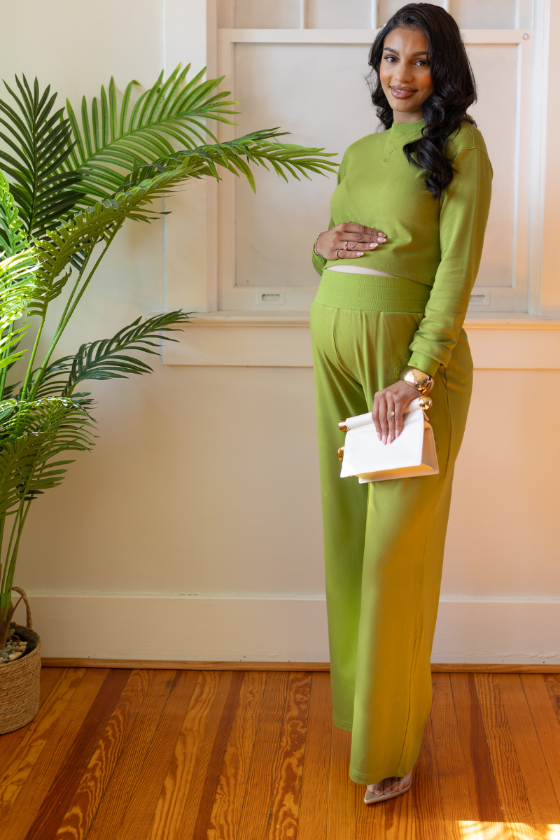 Bump Bliss Wide Leg Set - Green