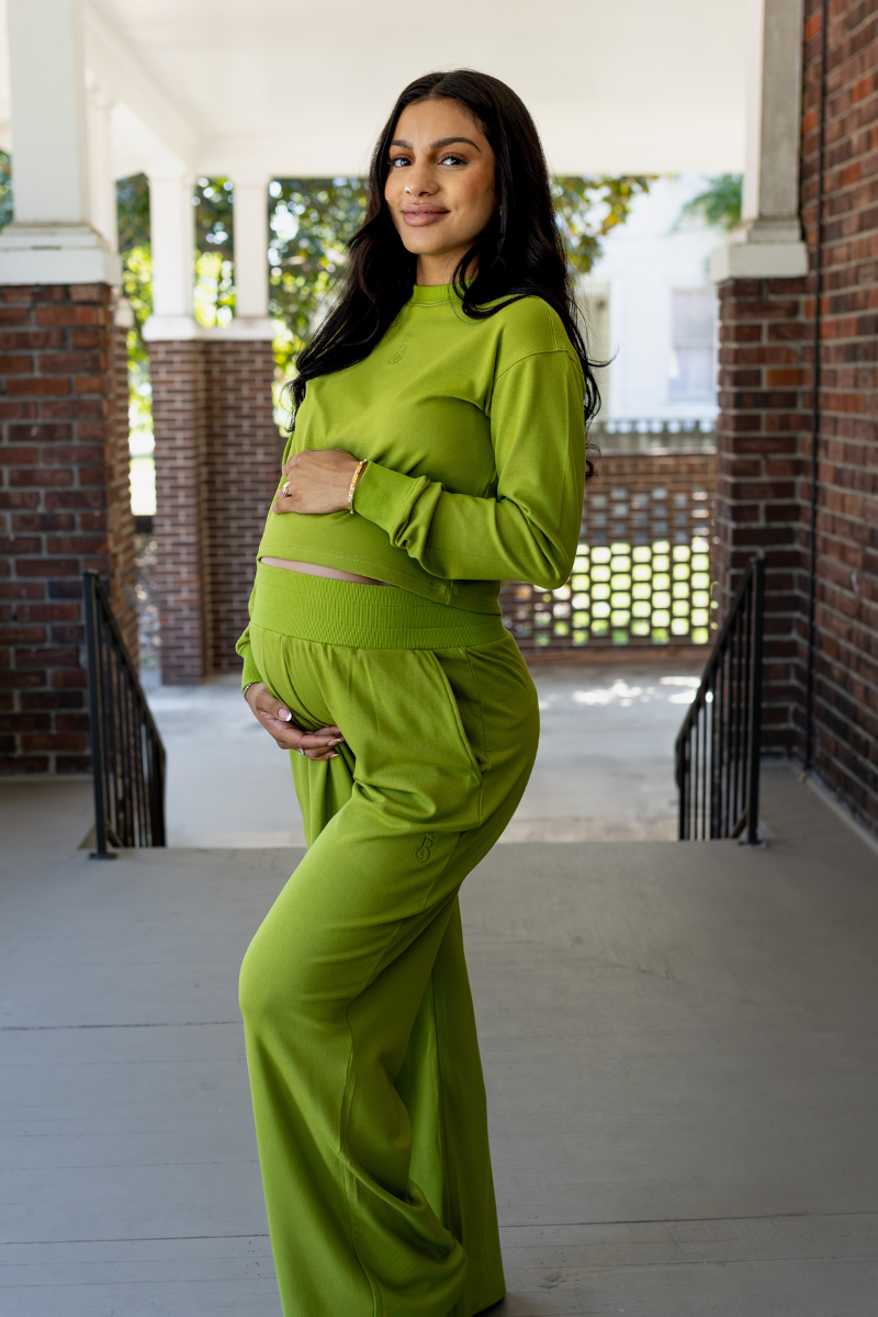 Bump Bliss Wide Leg Set - Green