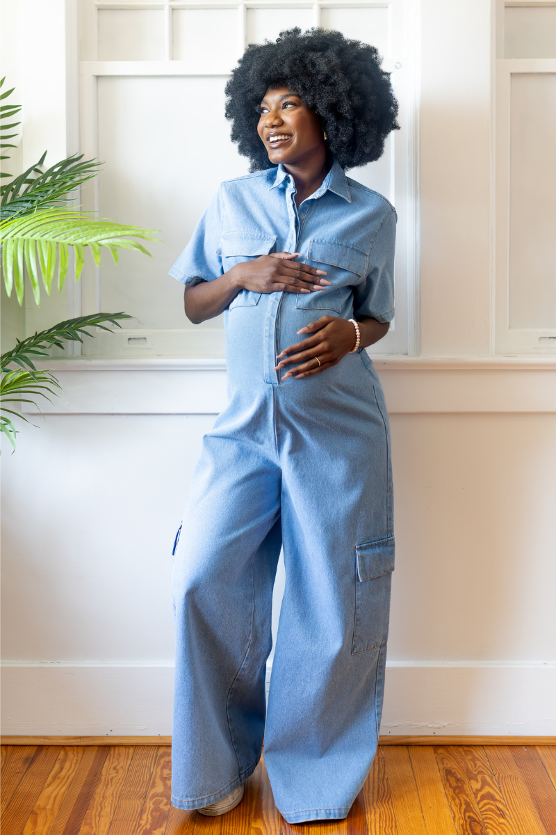 Chic Bump Denim Jumper - Light Blue