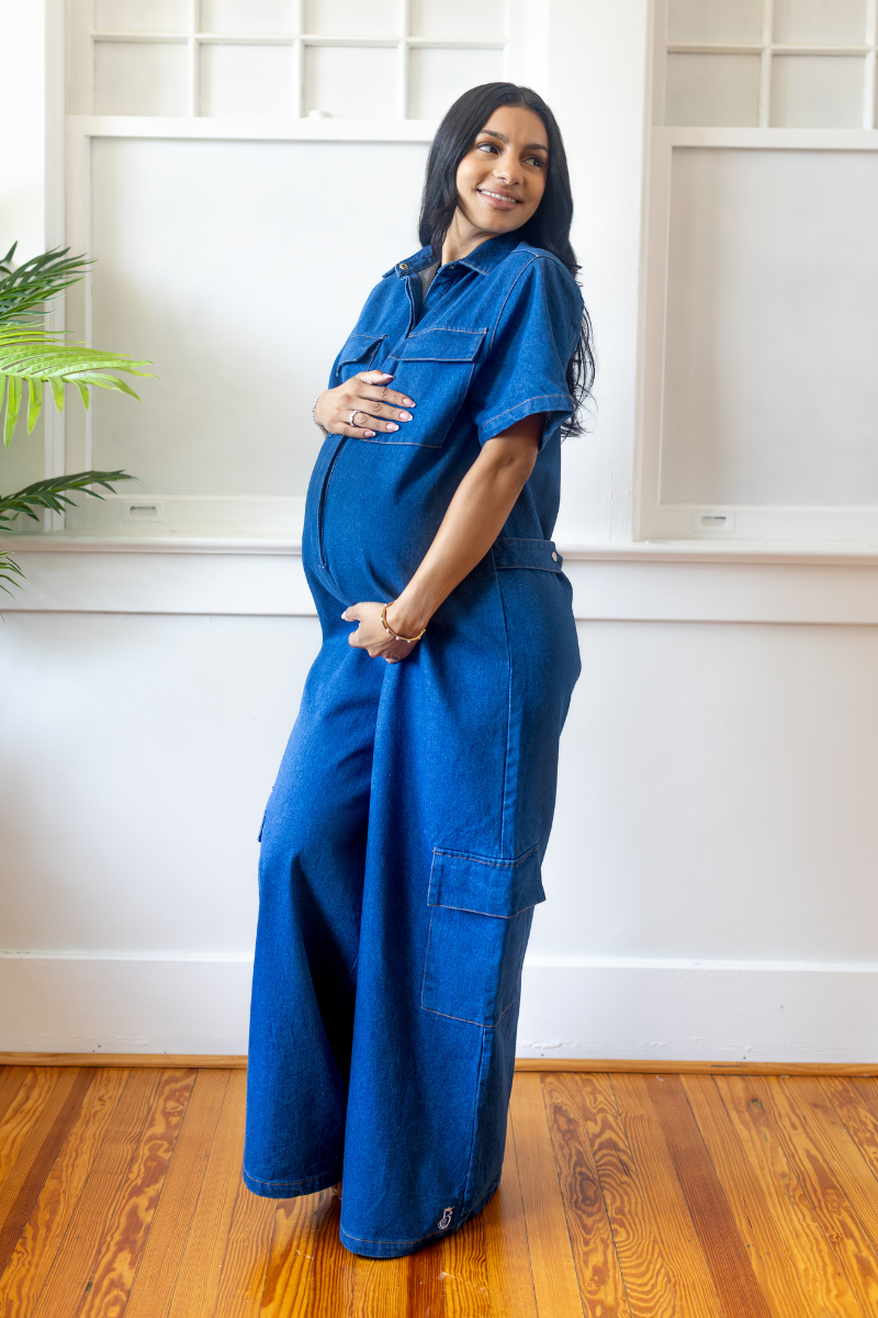 Chic Bump Denim Jumper - Dark Blue