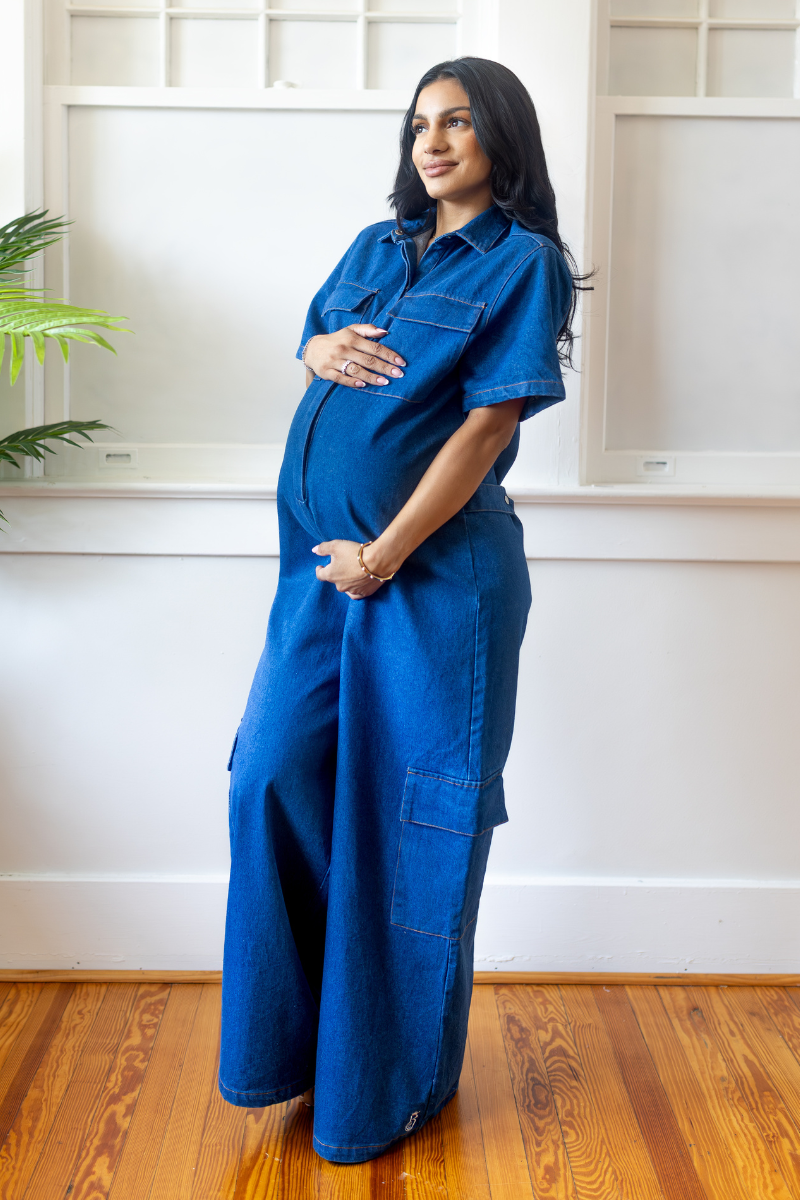 Chic Bump Denim Jumper - Dark Blue