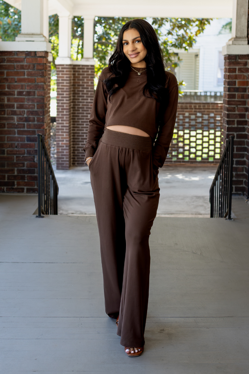 Bump Bliss Wide Leg Set - Brown